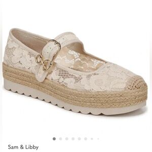 Sam & Libby Lace Mary Jane Espadrille in Cream